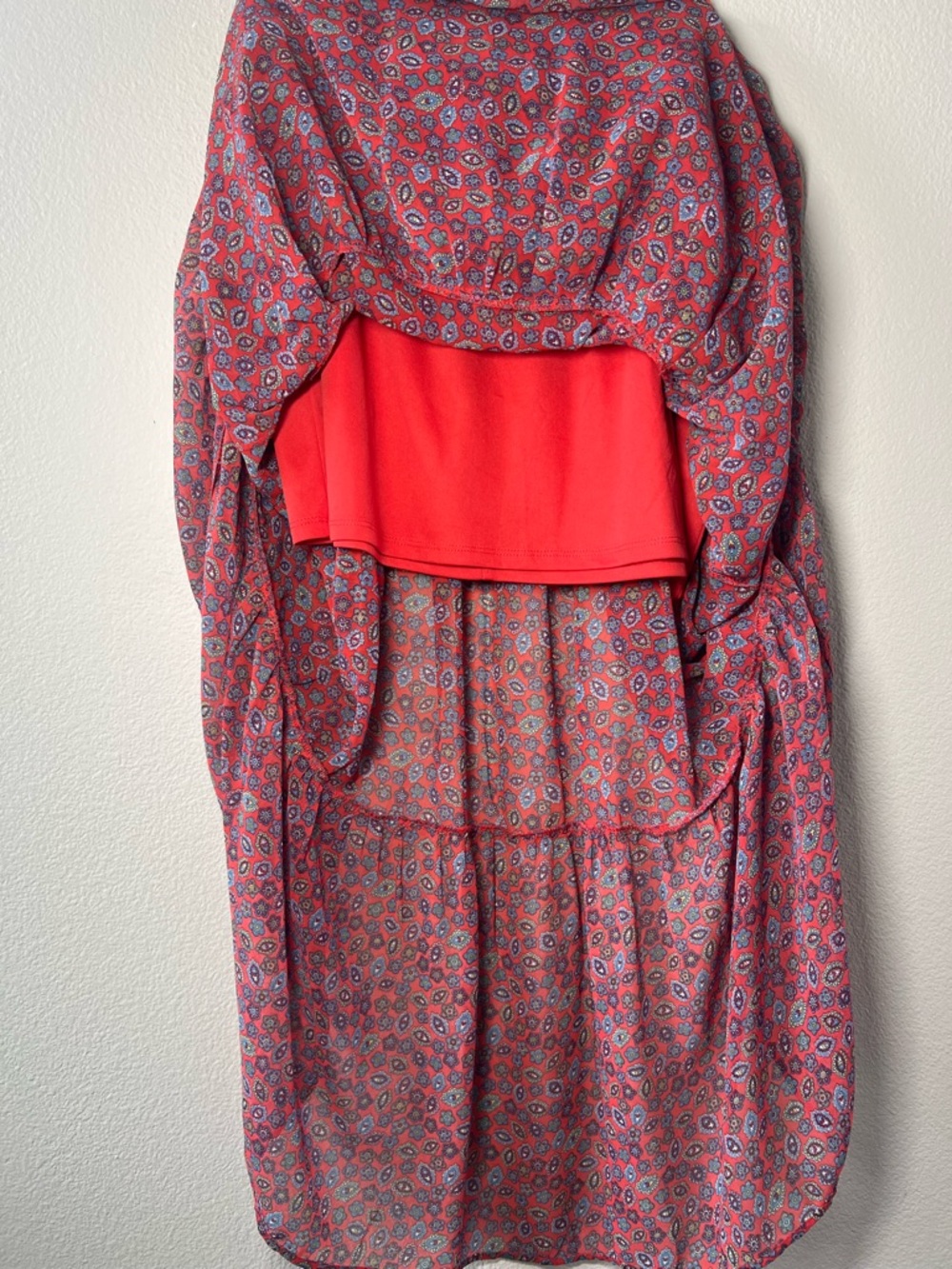 Maurices Red Floral Tiered Maxi Skirt - Picture 5 of 6